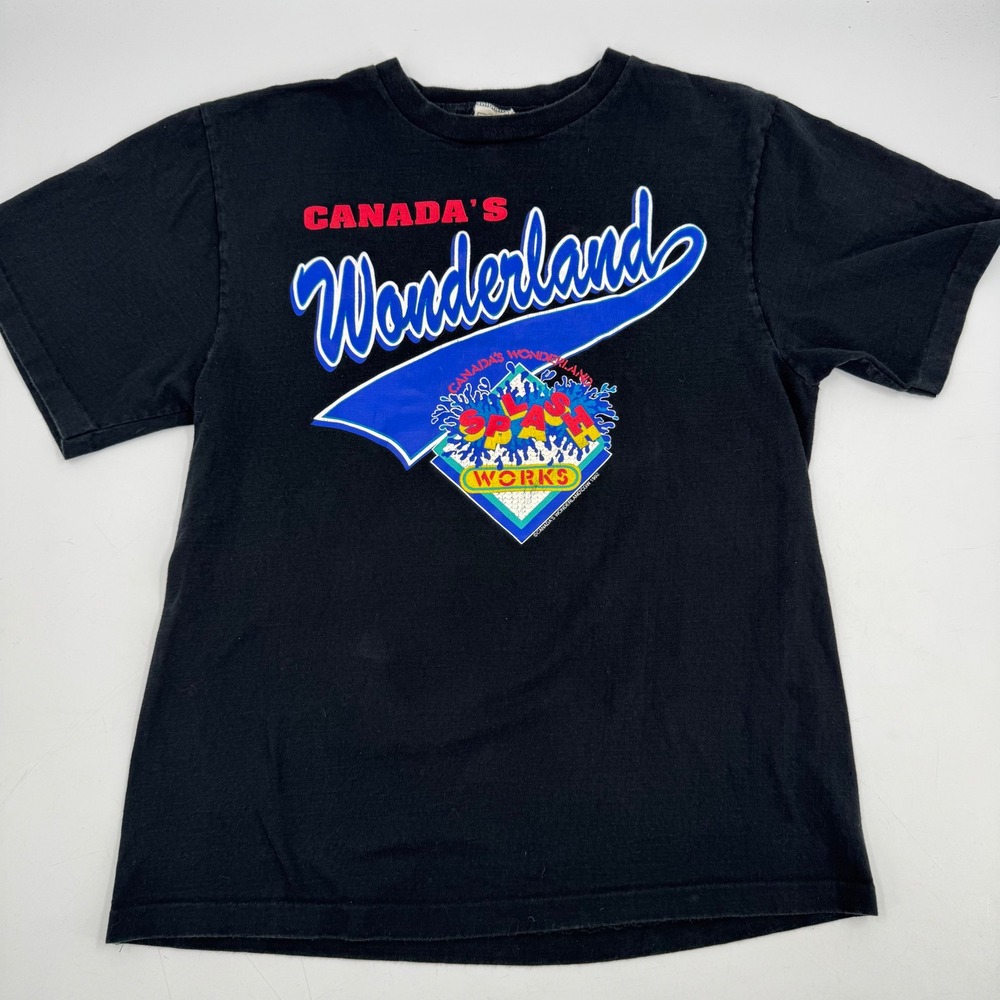 Vintage 90s Canadas‎ Wonderland Splash Works T-Shirt Theme Park M Single Stitch